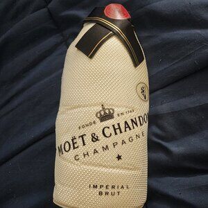 Moet & Chandon Champagne Bottle Jacket White Black Ribbon, Red Medal Insulated